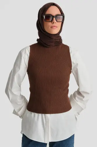 Armine Taşlı Triko 25KD2807 Acı Kahve - 4