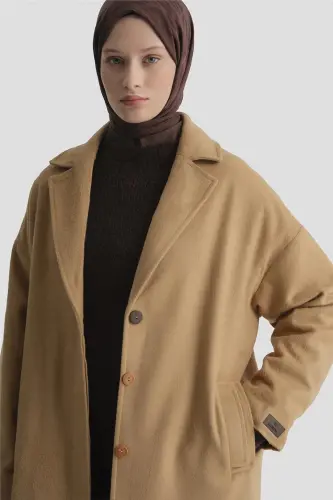 Armine Tek Düğmeli Kaban 23K7202 Camel - 3