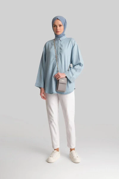 Armine Tencel Blouse 24Yd3407 Light Blue - 10