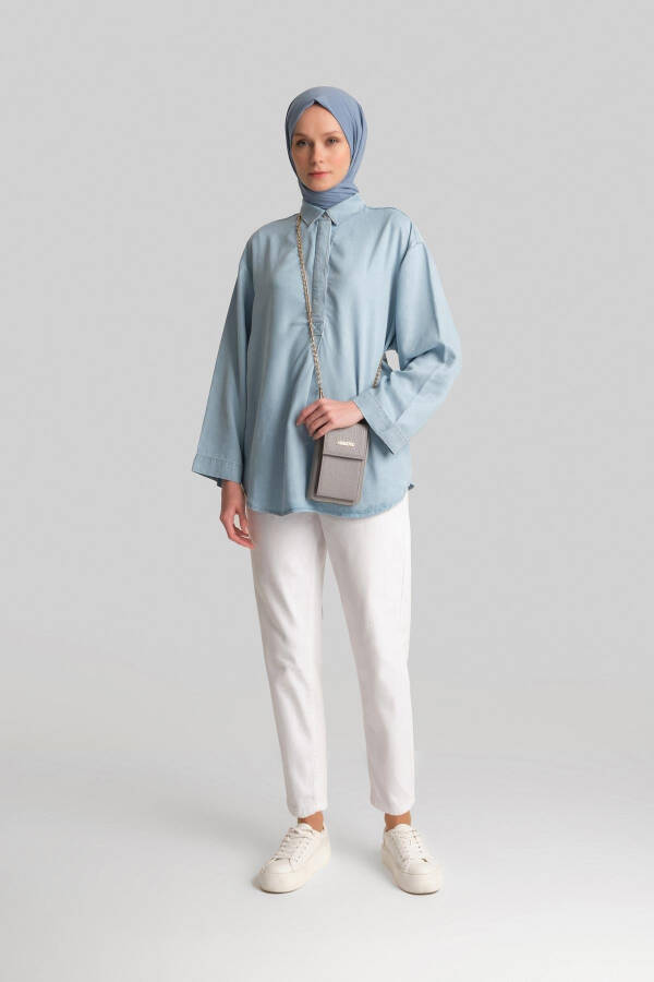 Armine Tencel Blouse 24Yd3407 Light Blue - 10