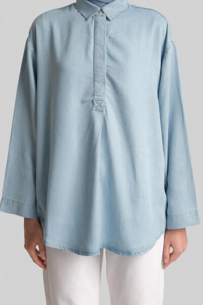 Armine Tencel Blouse 24Yd3407 Light Blue - 11