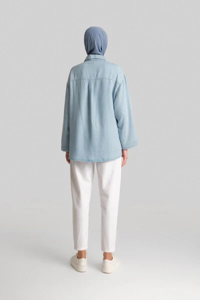 Armine Tencel Blouse 24Yd3407 Light Blue - 12