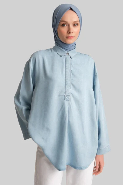 Armine Tencel Blouse 24Yd3407 Light Blue - ARMINE