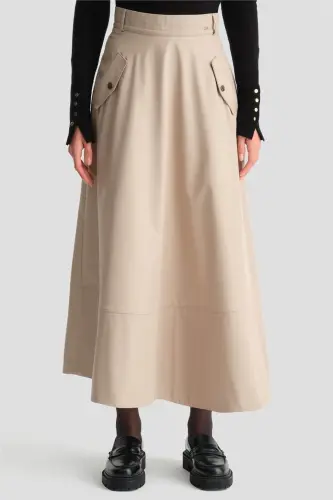 Armine Thick Stitched Flared Skirt 24K1712 Stone - 3