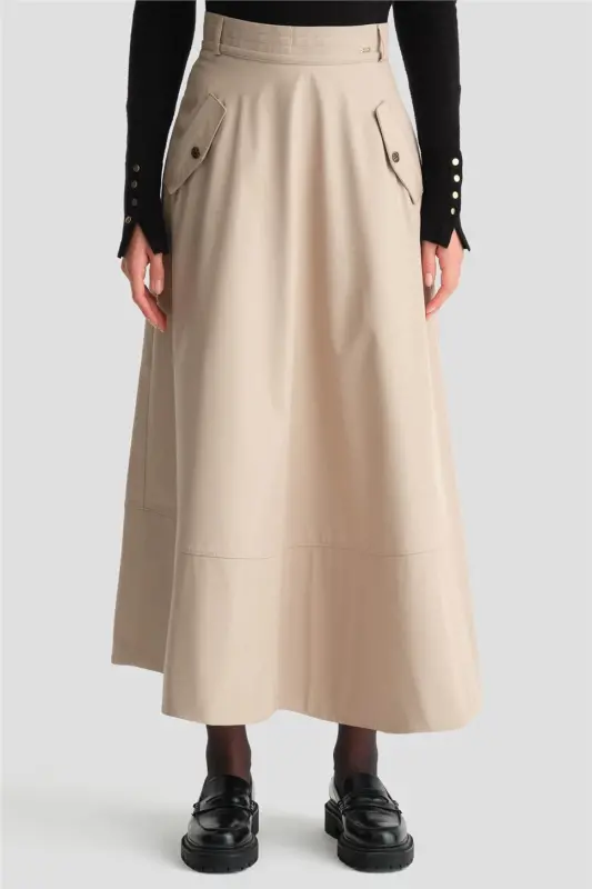 Armine Thick Stitched Flared Skirt 24K1712 Stone - 3