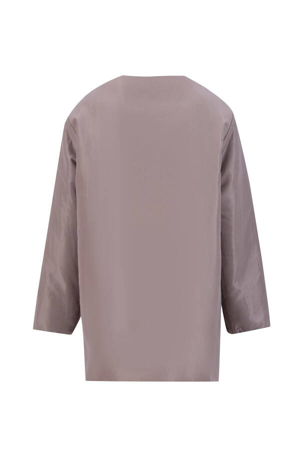 Armine Tikmasiz Tolali Bomber Ko'ylagi 24KD7521 Vizon - 8