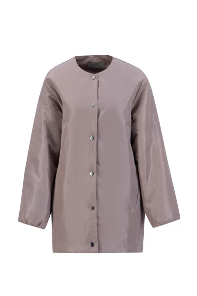 Armine Tikmasiz Tolali Bomber Ko'ylagi 24KD7521 Vizon - ARMINE