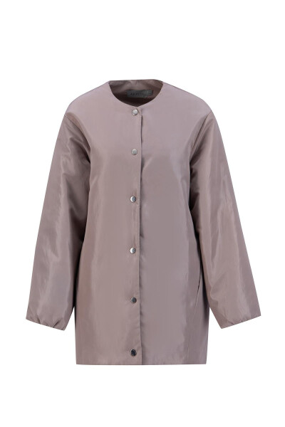 Armine Tikmasiz Tolali Bomber Ko'ylagi 24KD7521 Vizon - 7