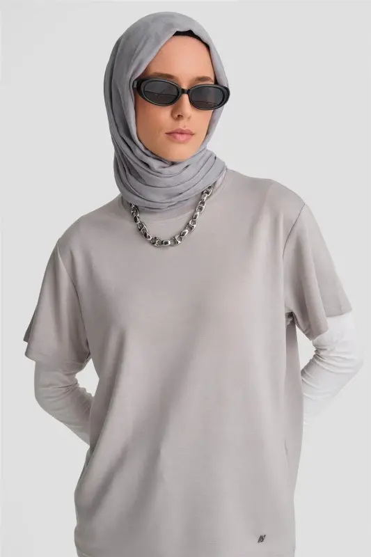 Armine Tişört Ortd9033 Gri - 3