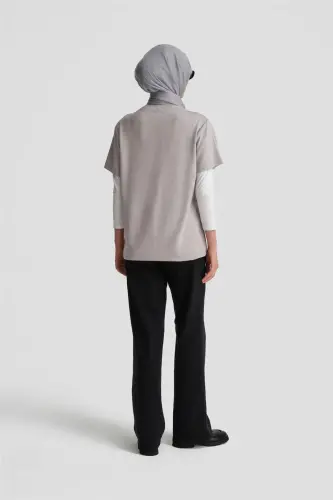 Armine Tişört Ortd9033 Gri - 5