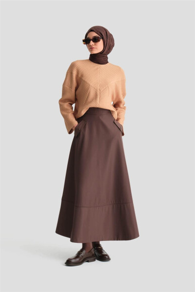 Armine To'qima Chiziqli Ko'ylagi 24K3616 Camel - ARMINE