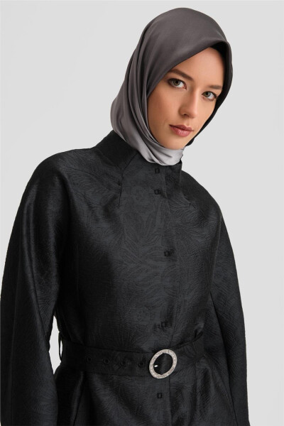 Armine Toshli To'qimalgan Jakar Qopqoq 24K7505 Qora - 11