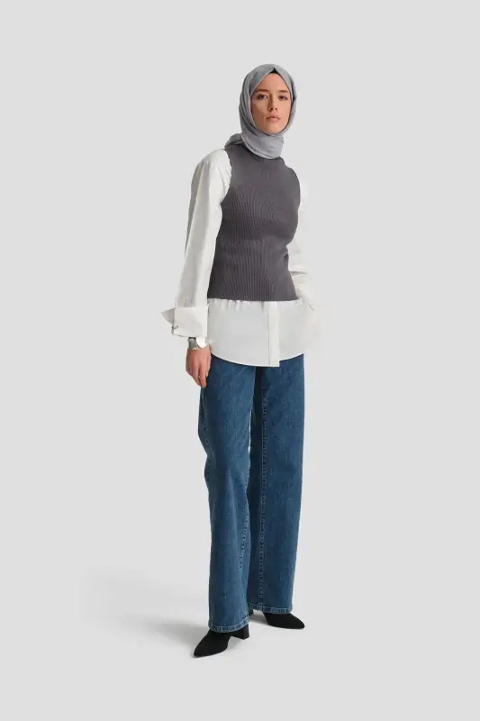 Armine Toshlı Triko 24KD2807 Fume - 4