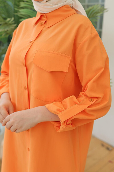 ARMİNE TREND Shirt Collar Pocket Tunic Orange 24YT470 - 2