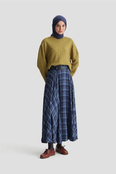 Armine Triko Chiziqli Effektli Ko'ylagi 24K3616 Yashil - ARMINE