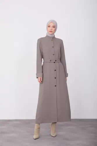 Armine Tugmachali Yelka Xalatli Palto 23K8516 Qoraqul - ARMINE (1)