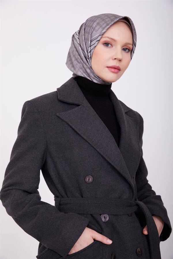 Armine Vatkalı Blazer Manto 23K8604 Antrasit - 4