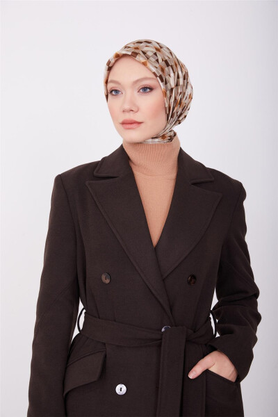 Armine Vatkalı Blazer Manto 23K8604 Kahverengi - 8