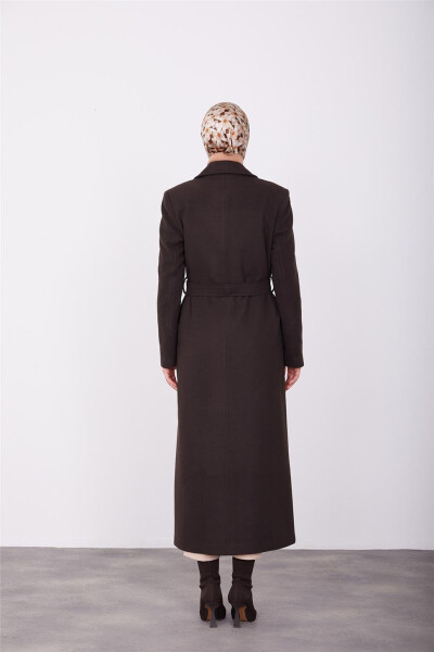 Armine Vatkalı Blazer Manto 23K8604 Kahverengi - 12