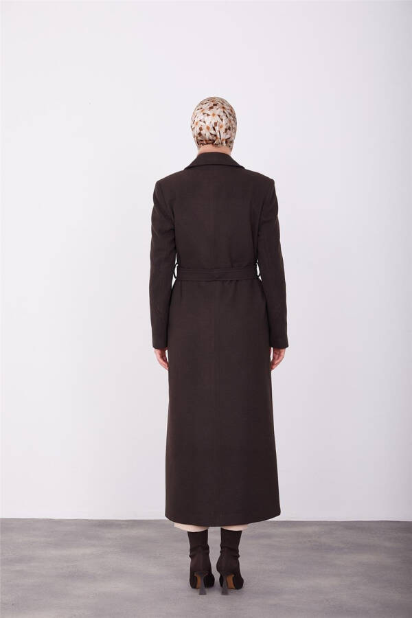 Armine Vatkalı Blazer Manto 23K8604 Kahverengi - 12