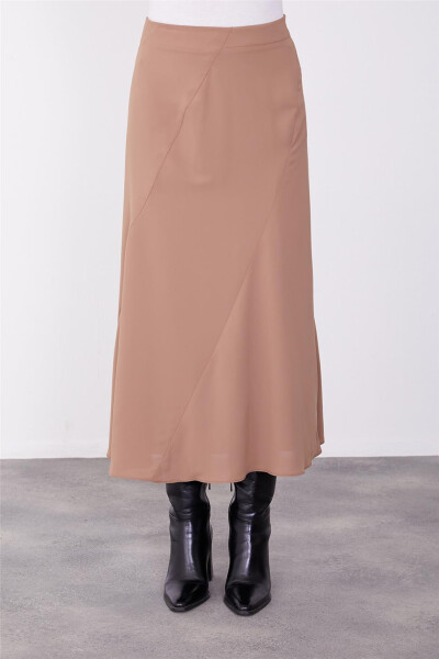 Armine Verev Kup Detaylı Godeli Etek 23K1530 Badem - 10