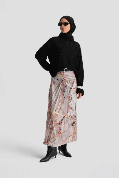 Armine Vertical Pleated Pattern Skirt 24K1711 Hazel - ARMINE