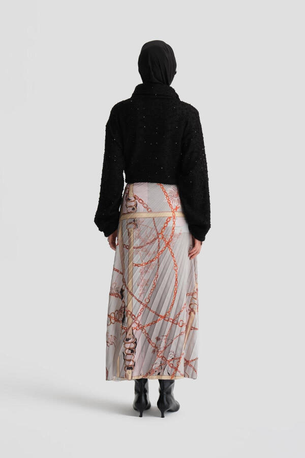 Armine Vertikal Burmali Naqshli Yubka 24K1711 Qizilqo'ng'ir - 11