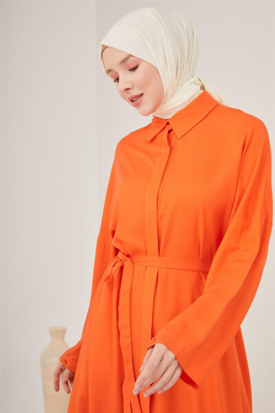 Armine Viscose Dress with Adjustable Sleeves 23Y9615 Coral - 4