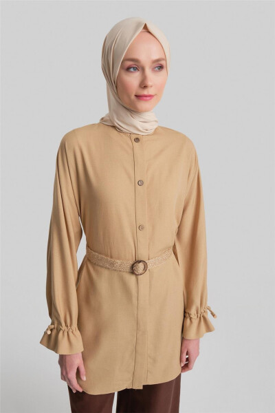 Armine Viskoz Zig'ir Tunikasi 24Y4018 Camel - 3