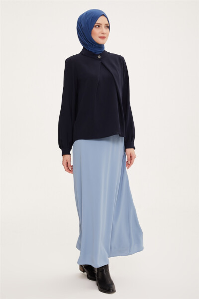 Armine Waist Tunnel Detail A-Line Skirt 22K1316 Grey Blue - ARMINE