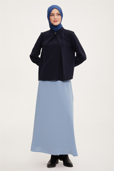 Armine Waist Tunnel Detail A-Line Skirt 22K1316 Grey Blue - ARMINE (1)