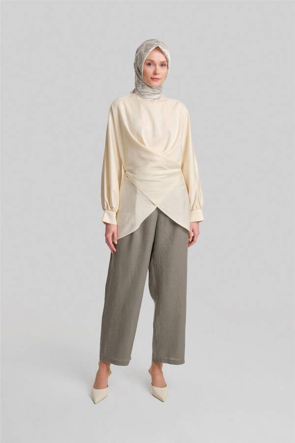 Armine Wide Linen Pants 24Y2625 Dark Mink - 2