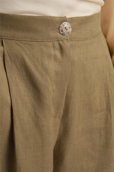 Armine Wide Linen Trousers 24Y2625 Olive - 4