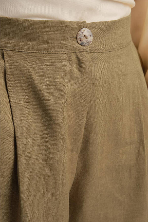 Armine Wide Linen Trousers 24Y2625 Olive - 4
