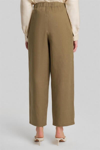 Armine Wide Linen Trousers 24Y2625 Olive - 5