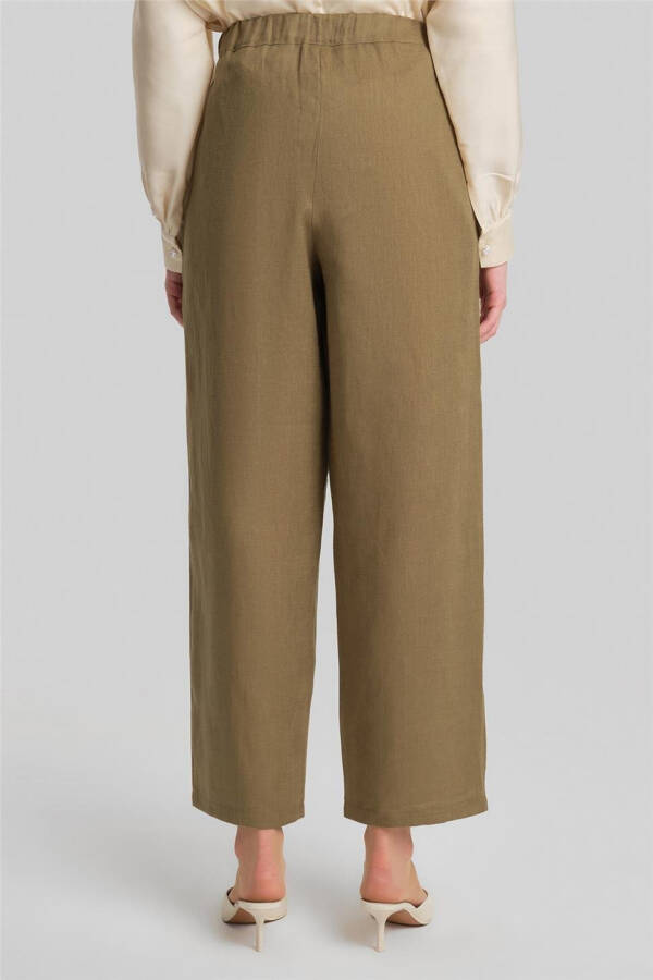 Armine Wide Linen Trousers 24Y2625 Olive - 5
