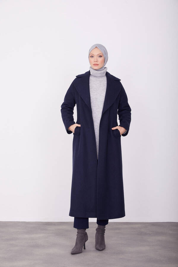 Armine Wrap Front Coat, 23K8611 Navy Blue - 1