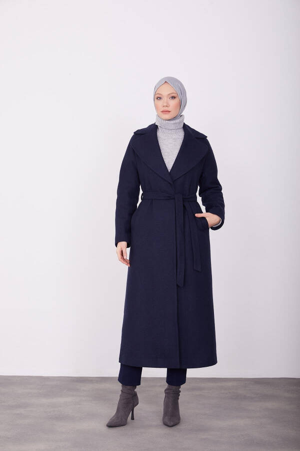 Armine Wrap Front Coat, 23K8611 Navy Blue - 8