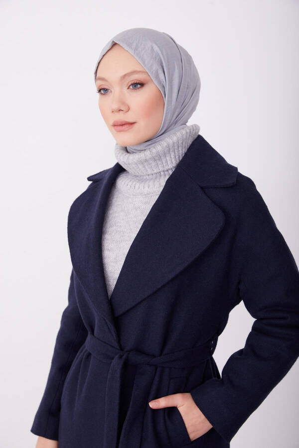 Armine Wrap Front Coat, 23K8611 Navy Blue - 5