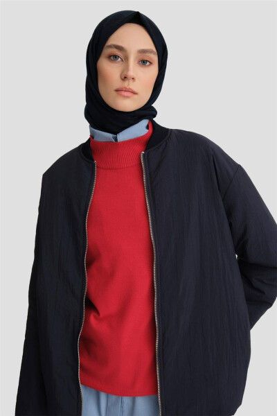 Armine Yaka Ribanalı Bomber Ko'ylagi 24KD7522 Ko'k - 11