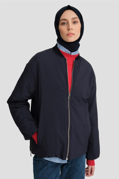 Armine Yaka Ribanalı Bomber Ko'ylagi 24KD7522 Ko'k - 12