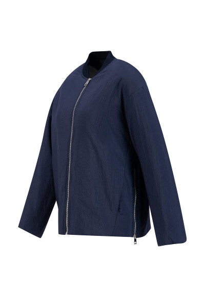 Armine Yaka Ribanalı Bomber Ko'ylagi 24KD7522 Ko'k - 3