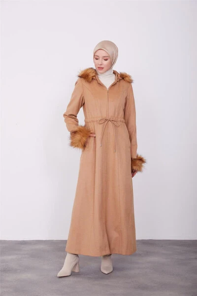 Armine Yeng va Kaputli Mo'yna Palto 23K8617 Camel - 6