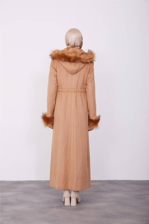 Armine Yeng va Kaputli Mo'yna Palto 23K8617 Camel - 4