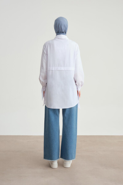 Armine Yengli Tafsilotli Ko'ylak ORT3441 Oq - 6