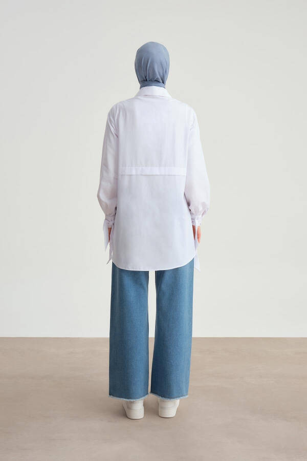 Armine Yengli Tafsilotli Ko'ylak ORT3441 Oq - 12