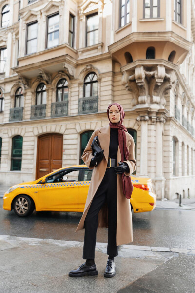 Armine yorliq tafsilotli paltosi 24K8102 - ARMINE