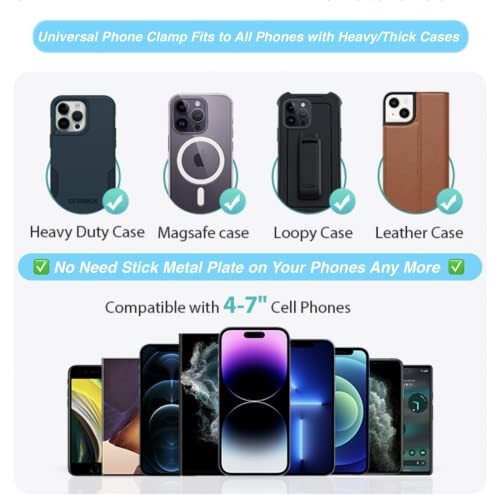ARMOLABX Gym Magnetic Phone Holder Mount Attach to Metal Surface, [Big Phones & Thick Cases Friendly] Magnetic Phone Holder for Gym Workout Record Compatible with All Smartphones - 4