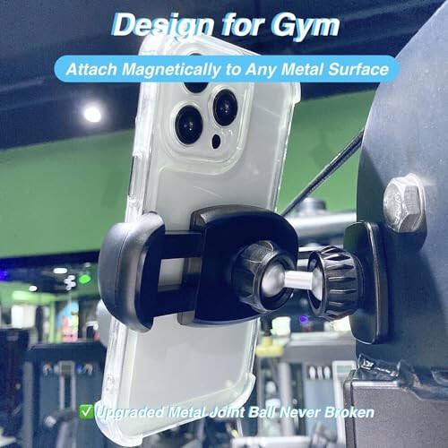 ARMOLABX Gym Magnetic Phone Holder Mount Attach to Metal Surface, [Big Phones & Thick Cases Friendly] Magnetic Phone Holder for Gym Workout Record Compatible with All Smartphones - 6