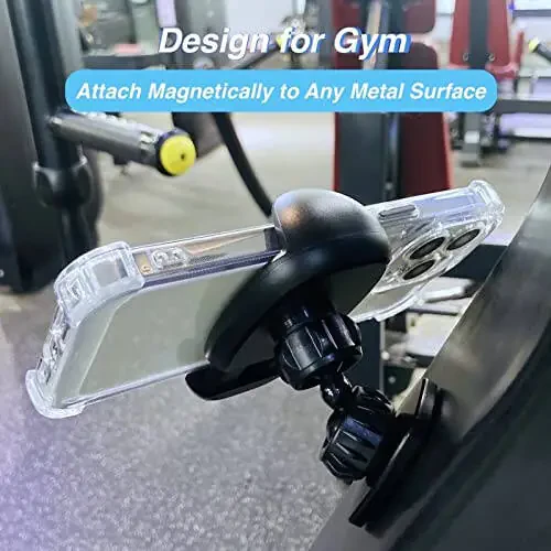 ARMOLABX Gym Magnetic Phone Holder Mount Attach to Metal Surface, [Big Phones & Thick Cases Friendly] Magnetic Phone Holder for Gym Workout Record Compatible with All Smartphones - 2